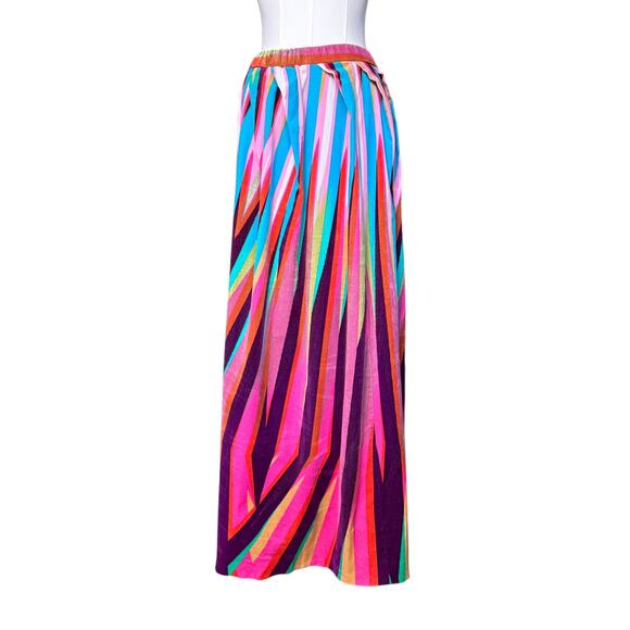 Tsumori Chisato Diagonal Striped Midi-Length Skirt Size 2 Elastic Waistband - Picture 1 of 10